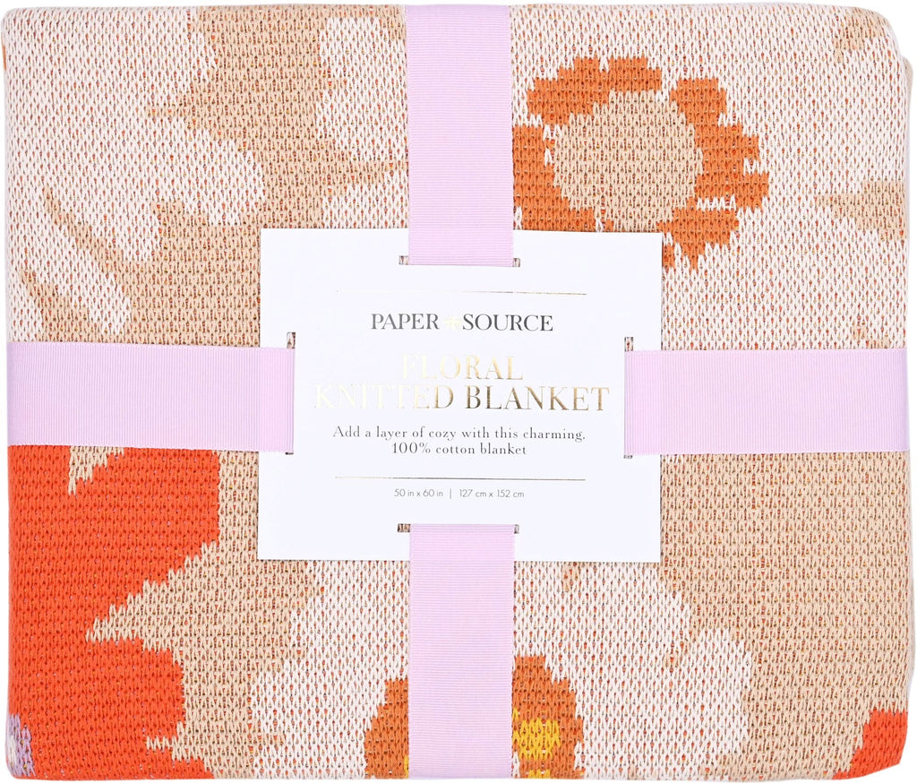 Bold Floral Knitted Throw Blanket