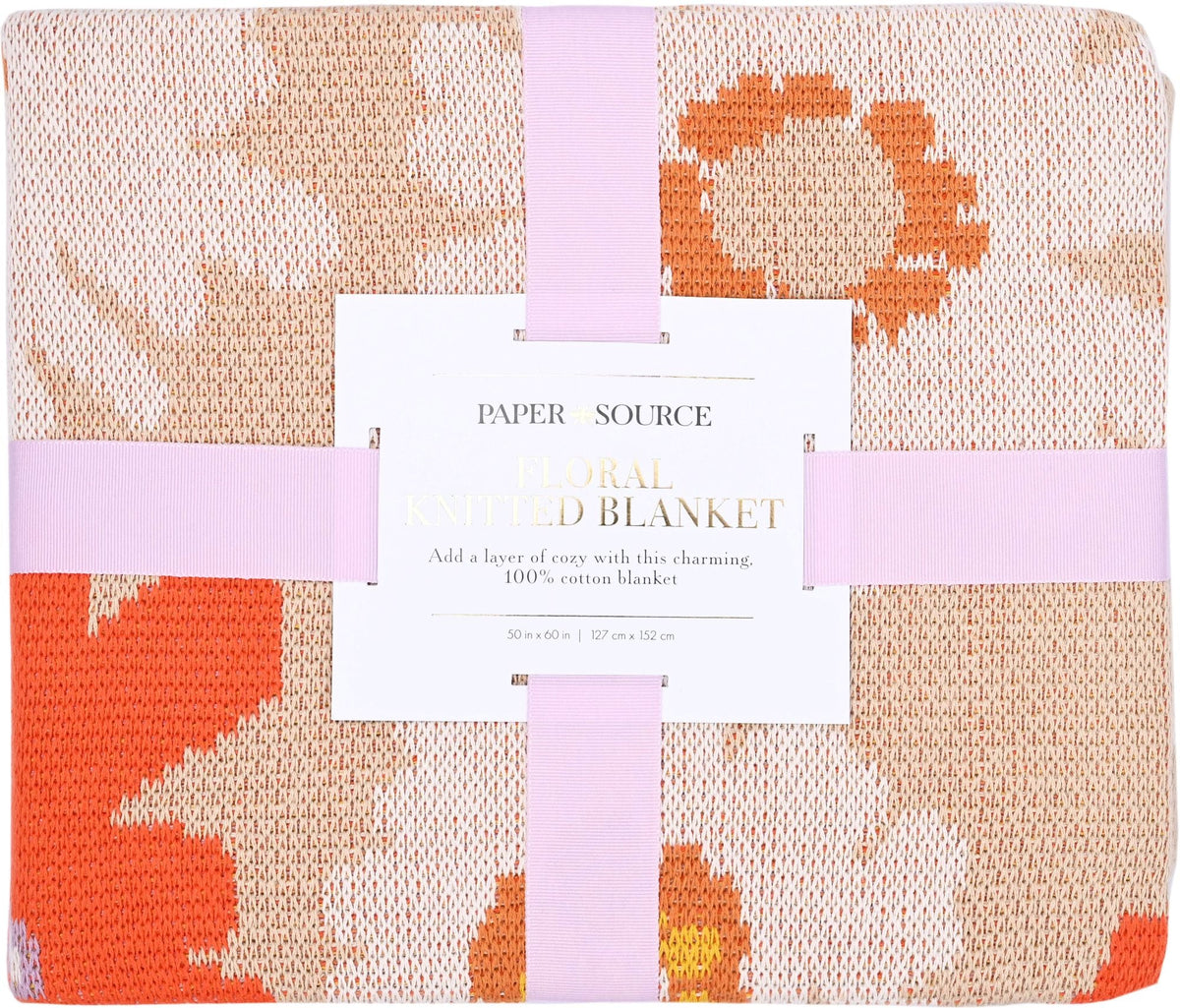 Bold Floral Knitted Throw Blanket