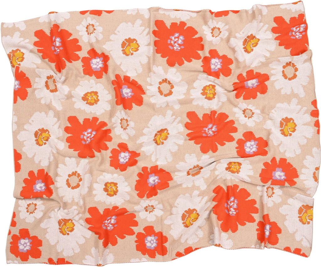 Bold Floral Knitted Throw Blanket