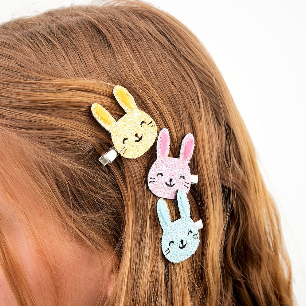 Glitter Bunny Hair Clips, Set of 3