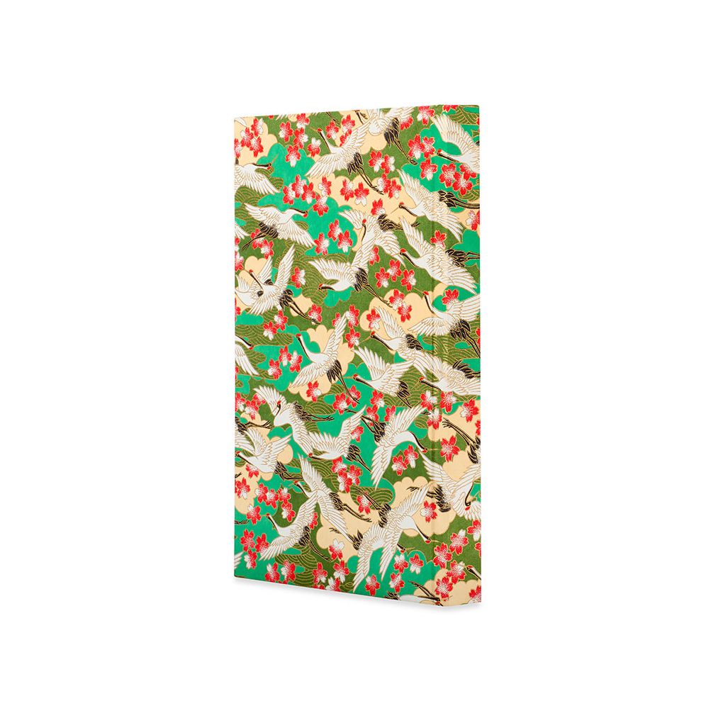 Essential Medium Lined Notebook Red Blossom / Cranes / Green