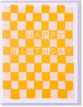 Orange Checkerboard Birthday Card