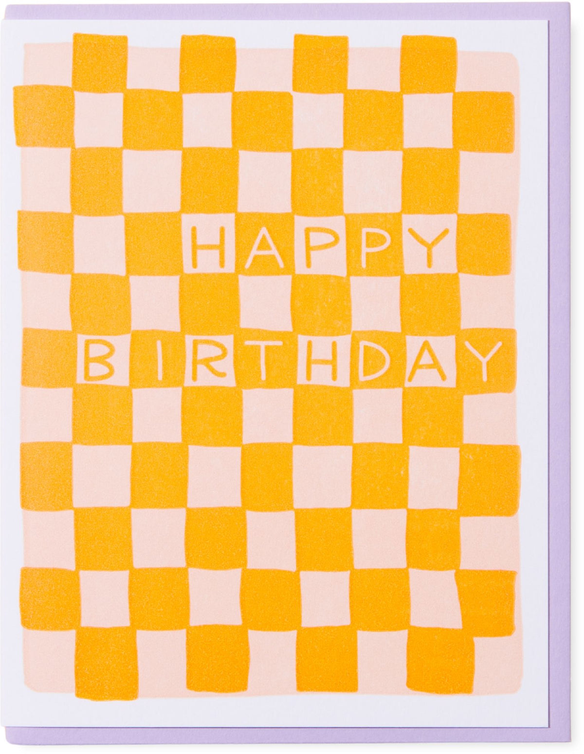 Orange Checkerboard Birthday Card