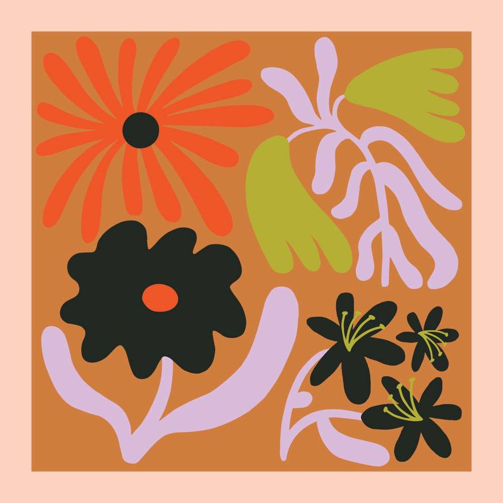 Abstract Floral Set of 4 Cube Puzzle