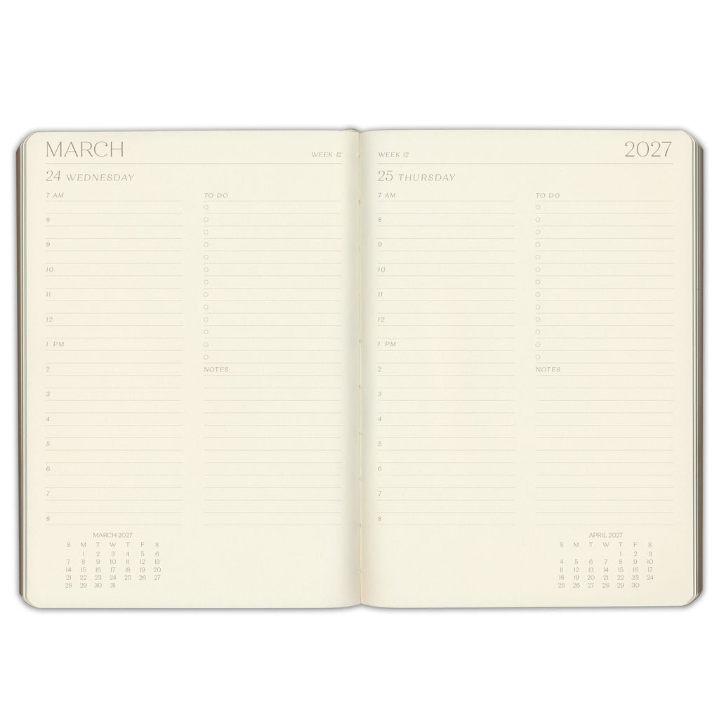 2026-2027 Paper Source Gray Lilac Leather 12-Month Daily Planner