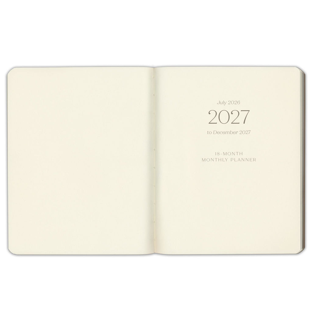 2026-2027 Paper Source Black Leather 18-Month Monthly Desk Planner