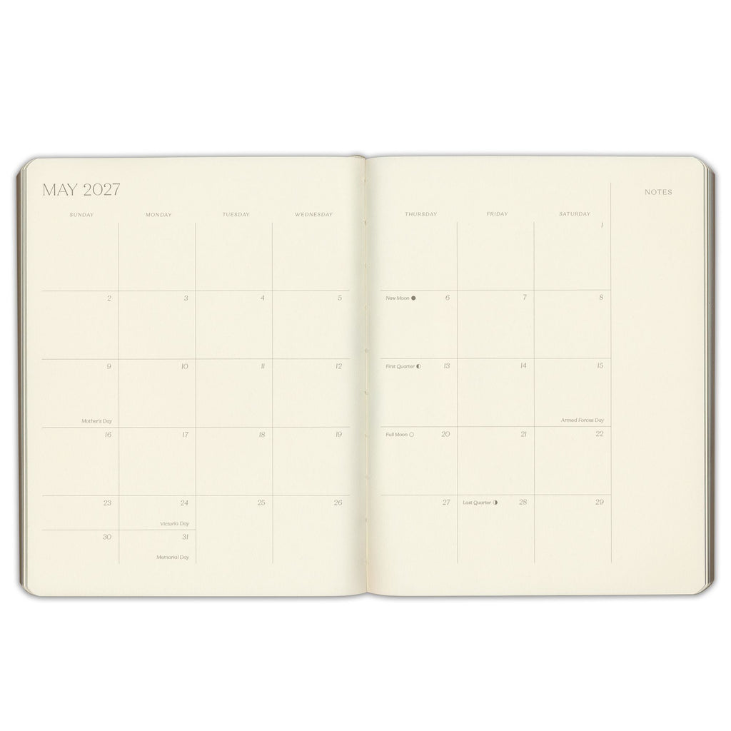 2026-2027 Paper Source Black Leather 18-Month Monthly Desk Planner