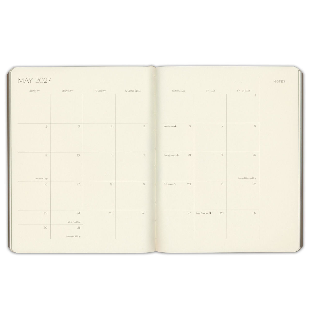 2026-2027 Paper Source Black Leather 18-Month Monthly Desk Planner