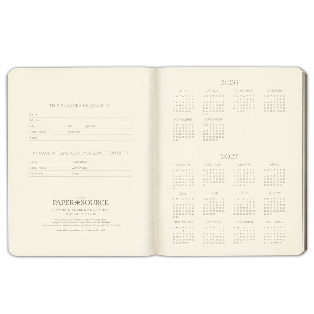 2026-2027 Paper Source Cobalt Blue Leather 18-Month Monthly Desk Planner