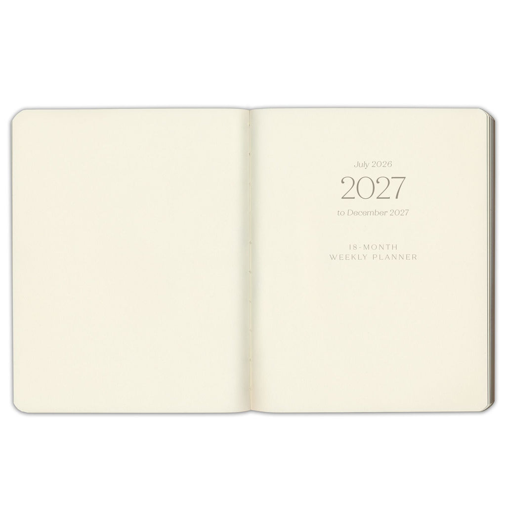 2026-2027 Paper Source Black Leather 18-Month Weekly Desk Planner