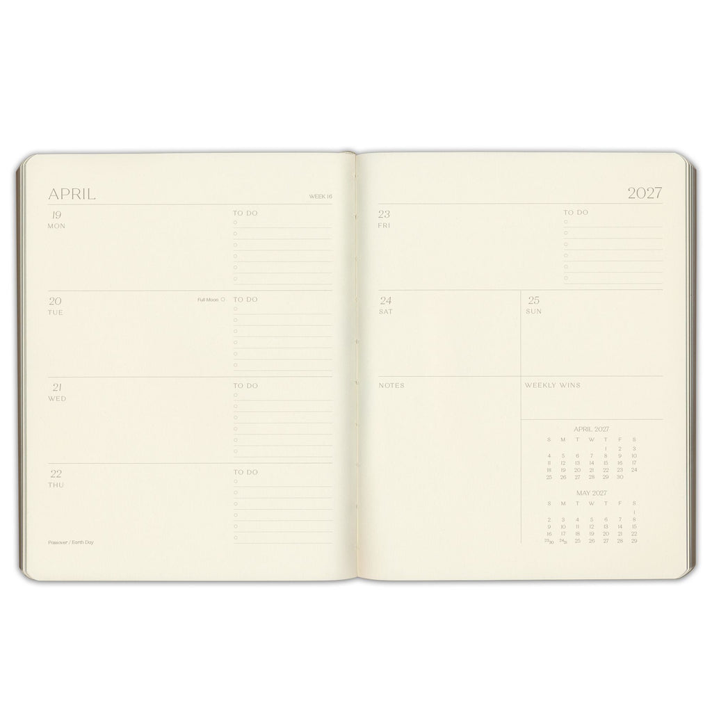 2026-2027 Paper Source Gray Lilac Leather 18-Month Weekly Desk Planner