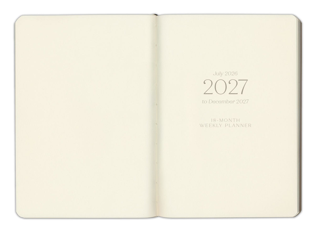 2026-2027 Paper Source Black Leather 18-Month Weekly Pocket Planner