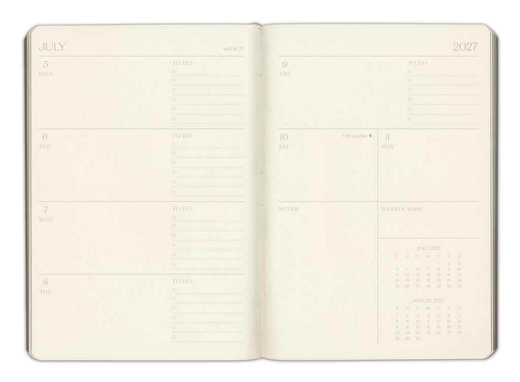 2026-2027 Paper Source Black Leather 18-Month Weekly Pocket Planner