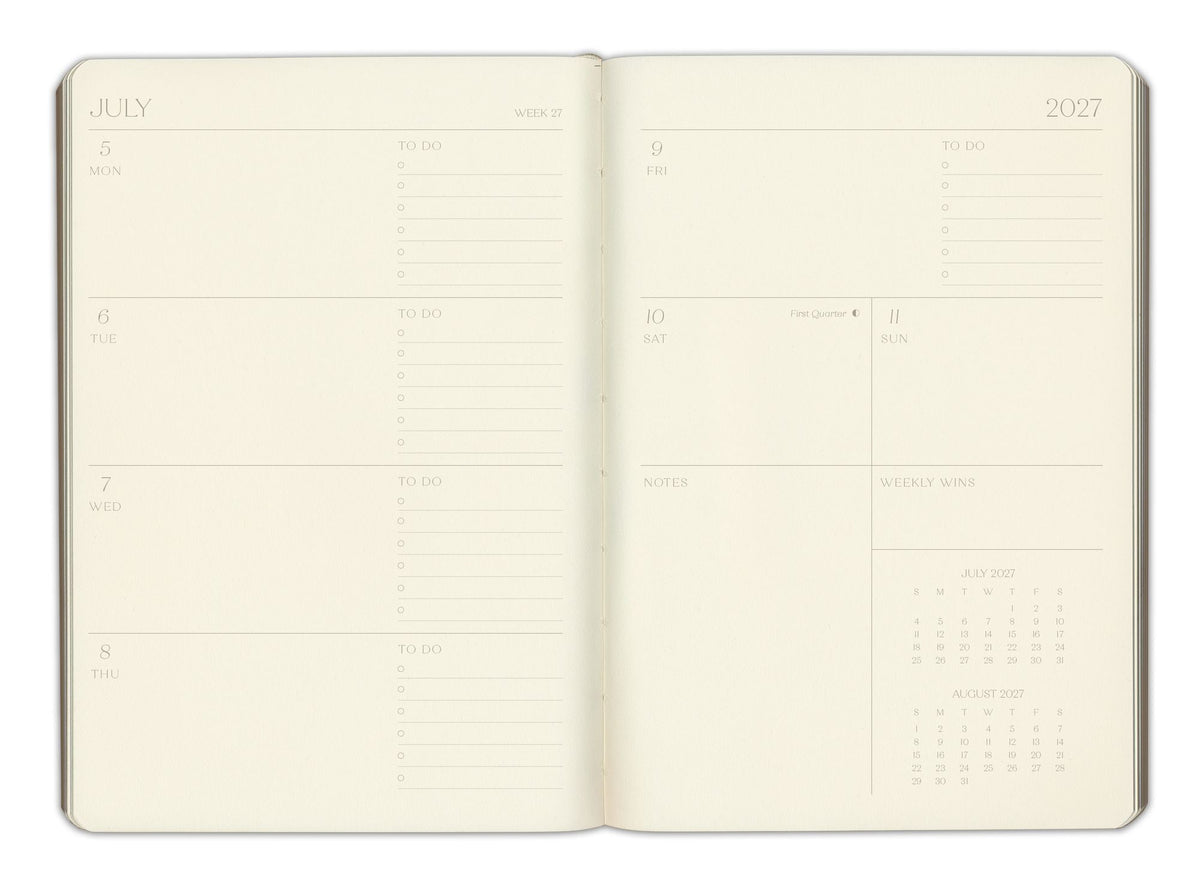 2026-2027 Paper Source Black Leather 18-Month Weekly Pocket Planner