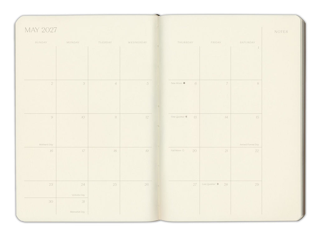 2026-2027 Paper Source Black Leather 18-Month Monthly Pocket Planner