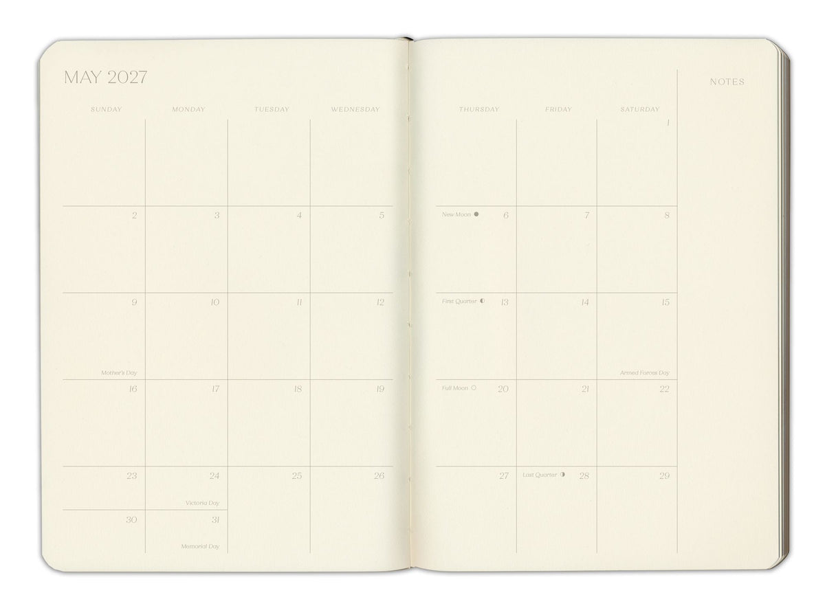 2026-2027 Paper Source Black Leather 18-Month Monthly Pocket Planner