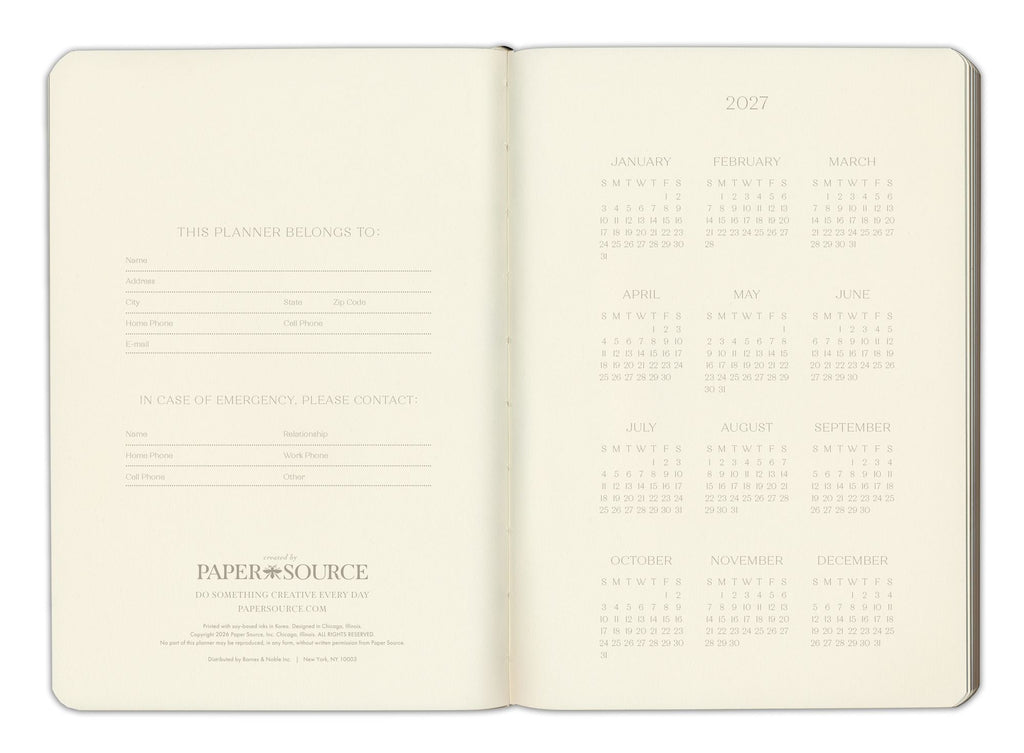 2027 Paper Source Dusty Mauve Monthly Pocket Planner
