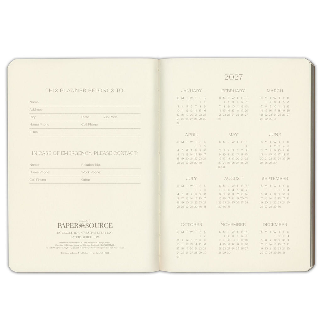 2027 Paper Source Black Weekly Desk Planner