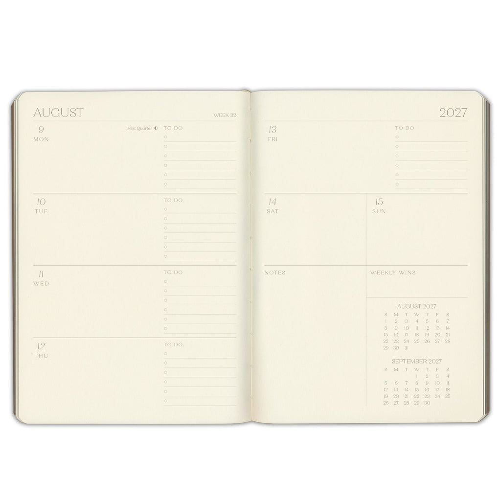 2027 Paper Source Black Weekly Desk Planner