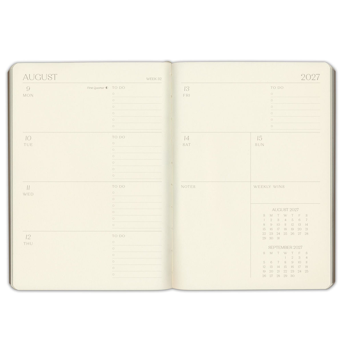 2027 Paper Source Black Weekly Desk Planner