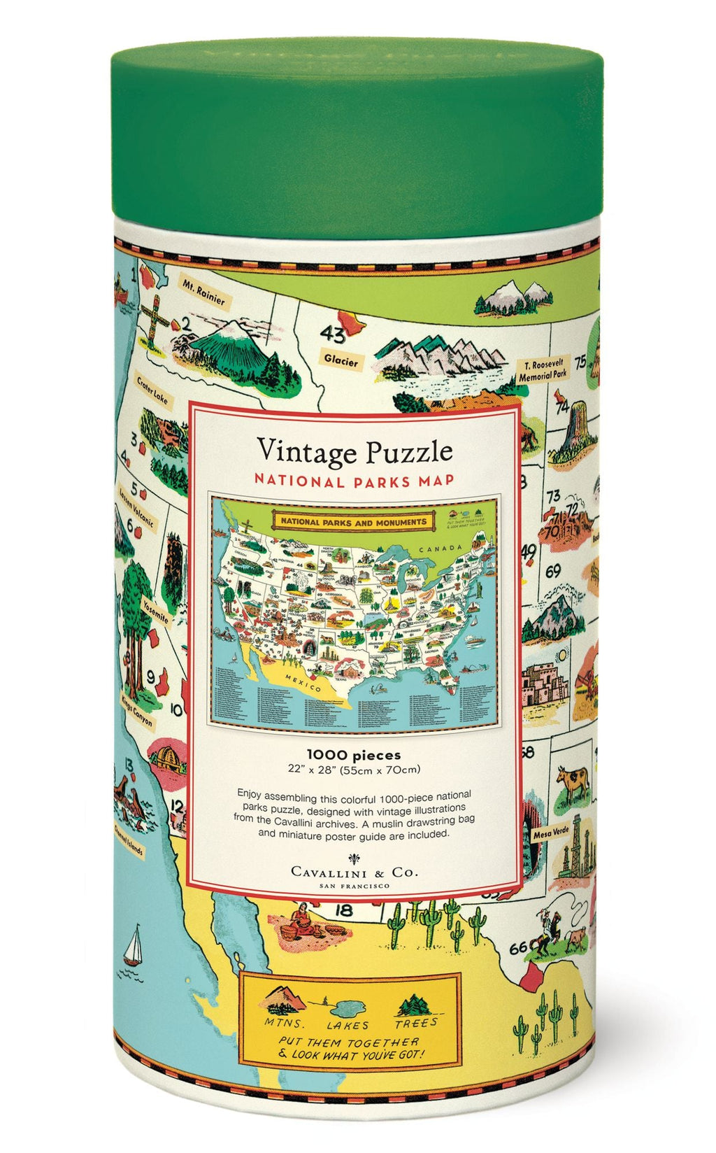Cavallini & Co - National Parks Map 1000 Piece Jigsaw Puzzle