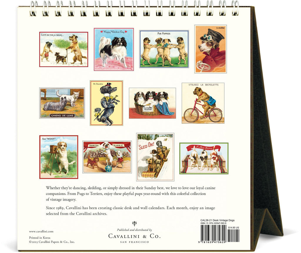 2026 Cavallini Dogs Desk Calendar