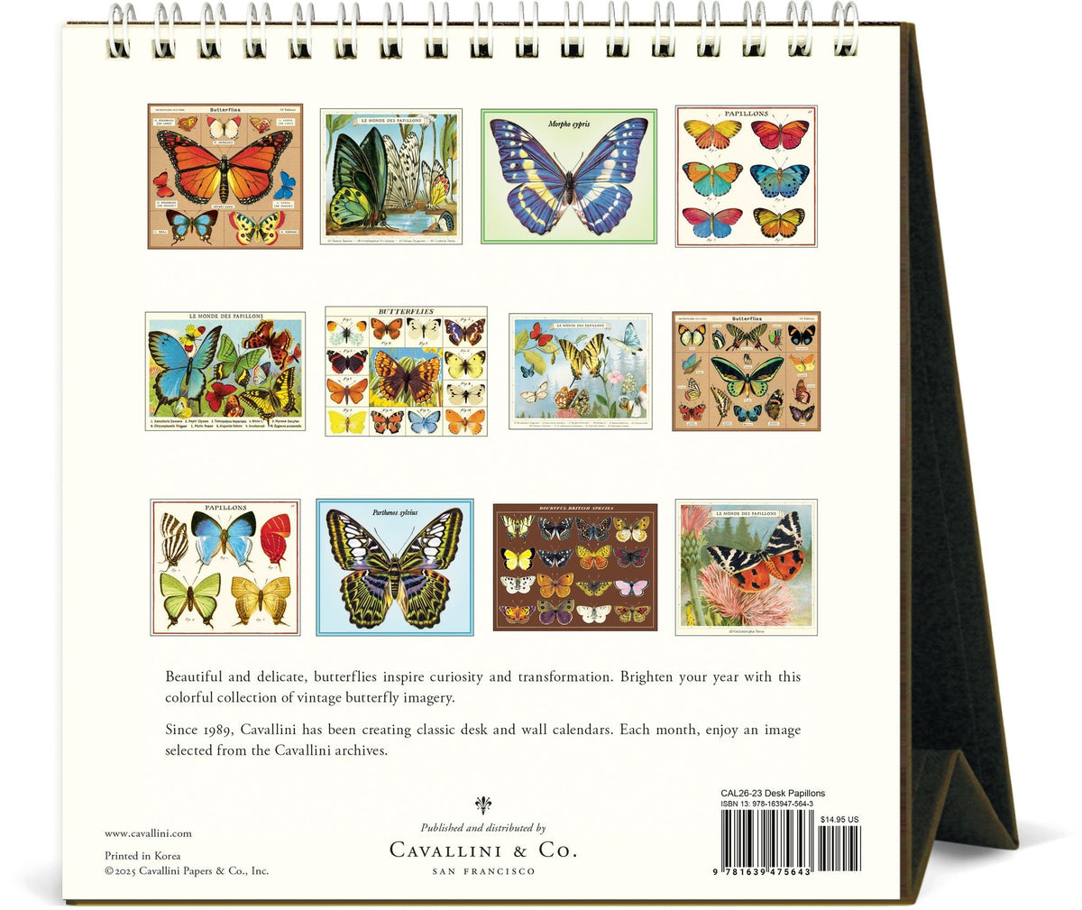 2026 Cavallini Butterflies Desk Calendar