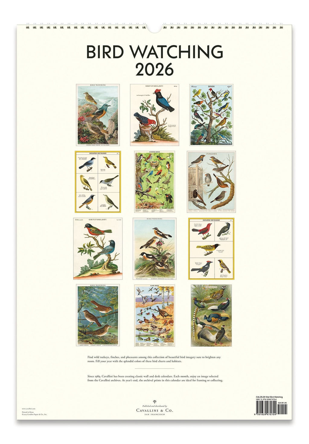 2026 Bird Watching Wall Calendar
