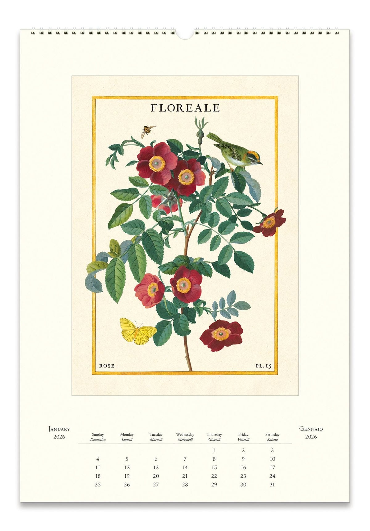2026 Cavallini Floreale Wall Calendar