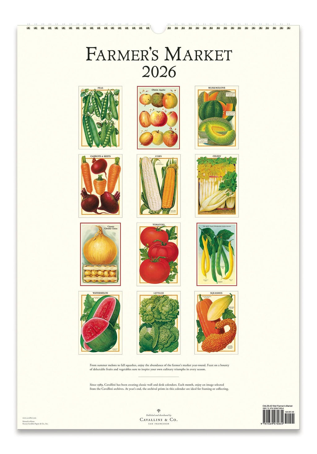2026 Farmers Market Wall Calendar