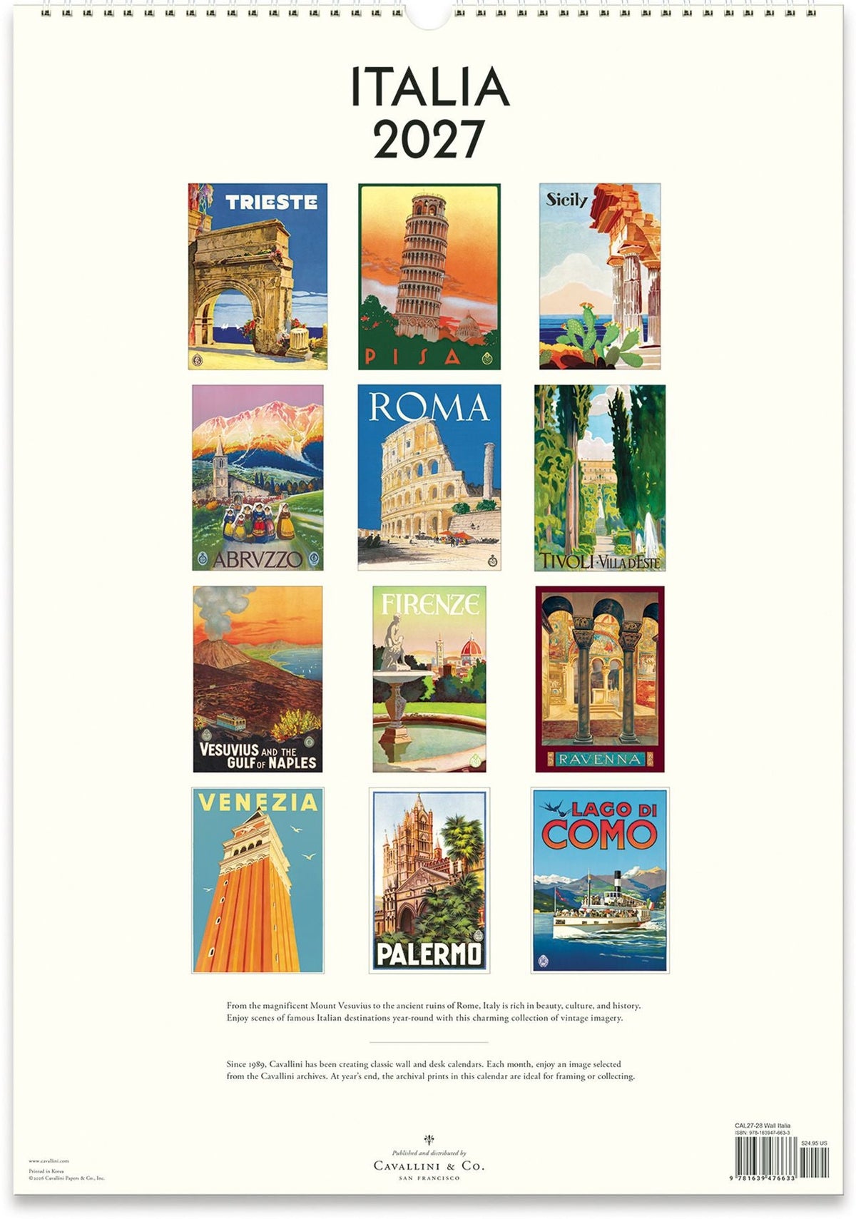 2027 Italia Wall Calendar